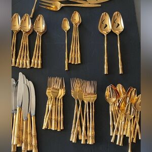 Gold Bamboo Cutlery Set - Barcley Geneve